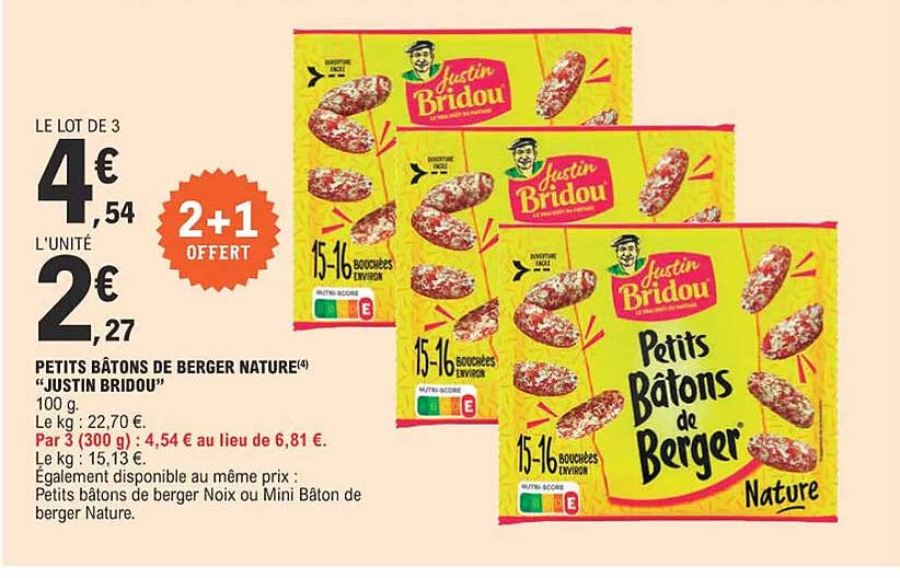 petits bâtons de berger nature "justin bridou"