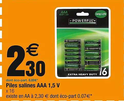 Piles Salines Aaa 1,5 V Powerful