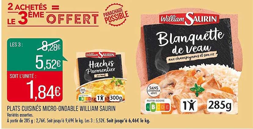 plats cuisinés micro-ondable william saurin