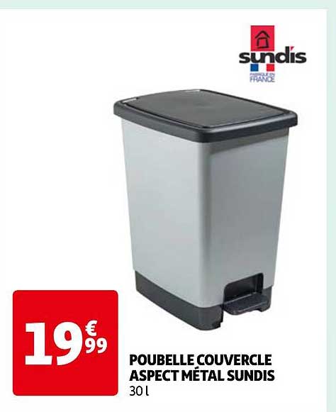 poubelle couvercle aspect métal sundis