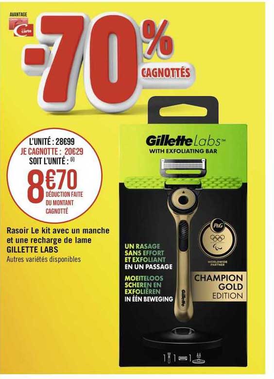 rasoir le kit avec un manche et un recharge de lame gillette labs