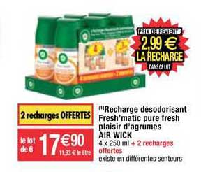 recharge désodorisant fresh'matic pure fresh plaisir d'agrumes air wick