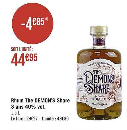 rhum the demon's share 3 ans 40% vol.