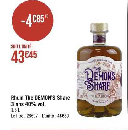 rhum the demon's share 3 ans 40% vol.