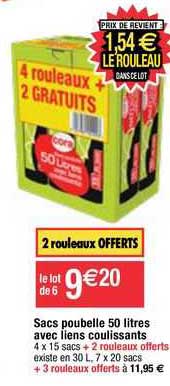 Sacs Poubelle 50 Litres Avec Liens Coulissants