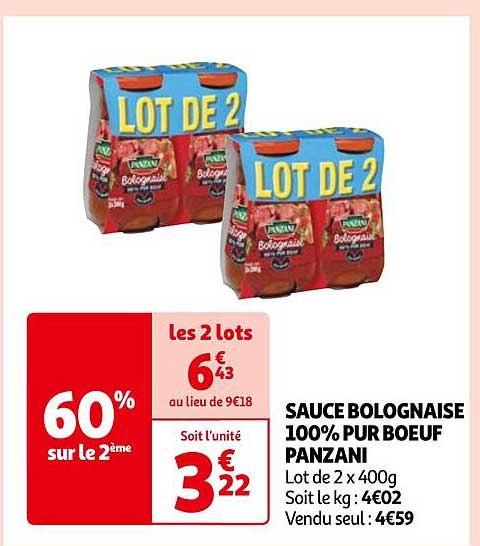 Sauce Bolognaise 100% Pur Boeuf Panzani