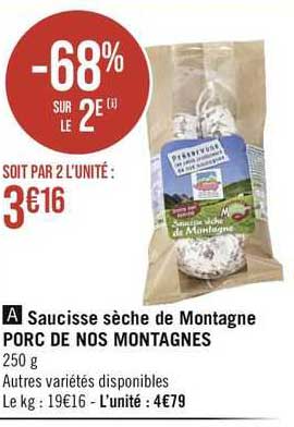 saucisse sèche de montagne porc de nos montagnes