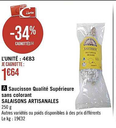 saucisson qualité supérieure sans colorant salaisons artisanales