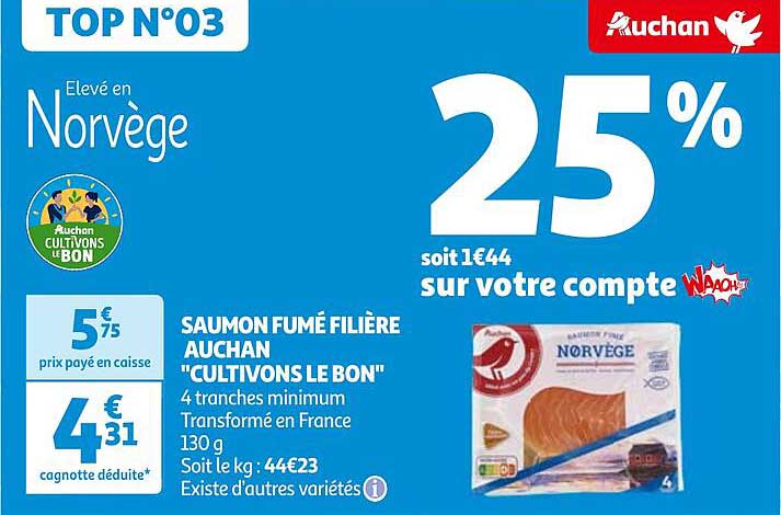 saumon fumé filière auchan "cultivons le bon"