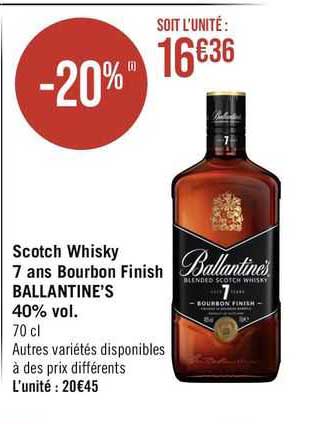 scotch whisky 7 ans bourbon finish ballantine's 40% vol.
