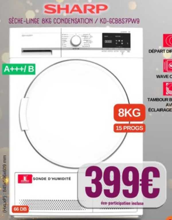 sèche-linge 8 kg condensation sharp