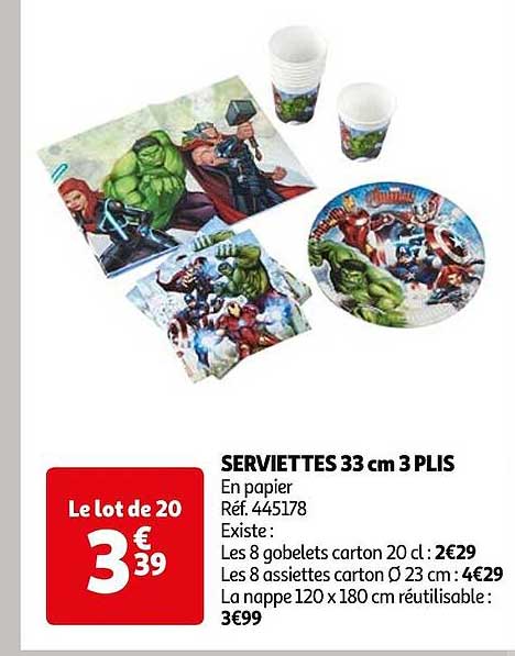 serviettes 33 cm 3 plis