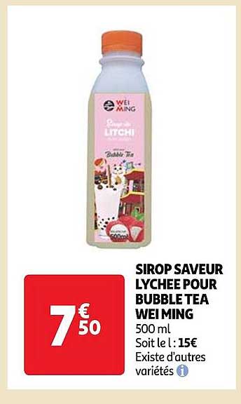 sirop saveur lychee pour bubble tea wei ming