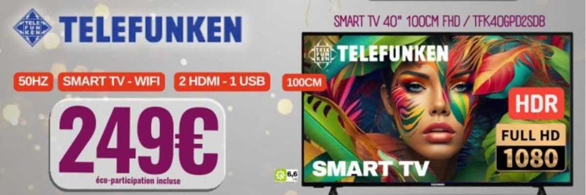 smart tv 40" 100 cm fhd telefunken