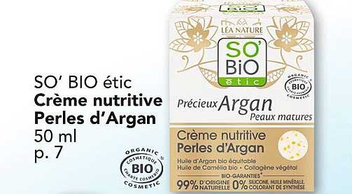 So' Bio étic Crème Nutritive Perles D'argan 50 Ml