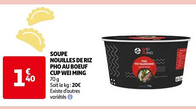 soupe nouilles de riz pho au boeuf cup wei ming