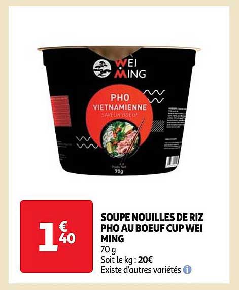 soupe nouilles de riz pho au boeuf cup wei ming