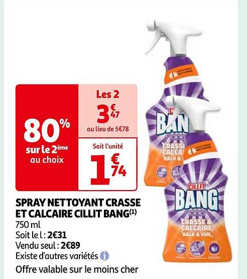 spray nettoyant crasse et calcaire cillit bang