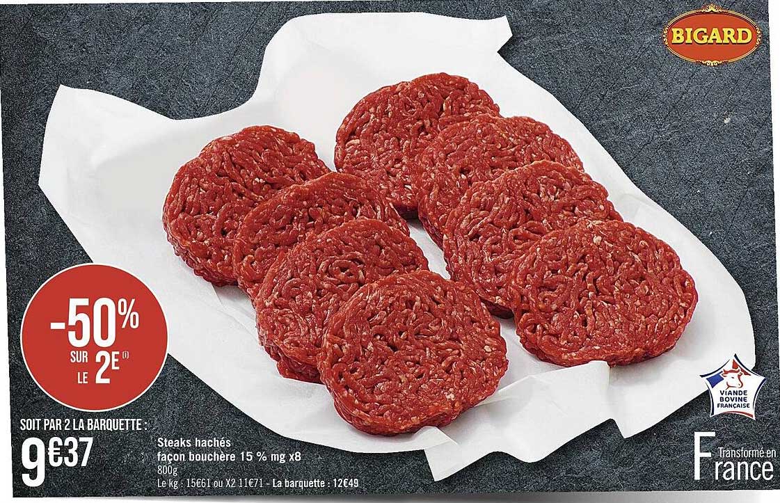steaks hachés façon bouchère 15% mg x8