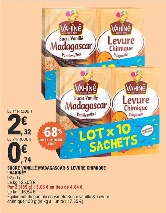 sucre vanillé madagascar & levure chimique "vahiné"