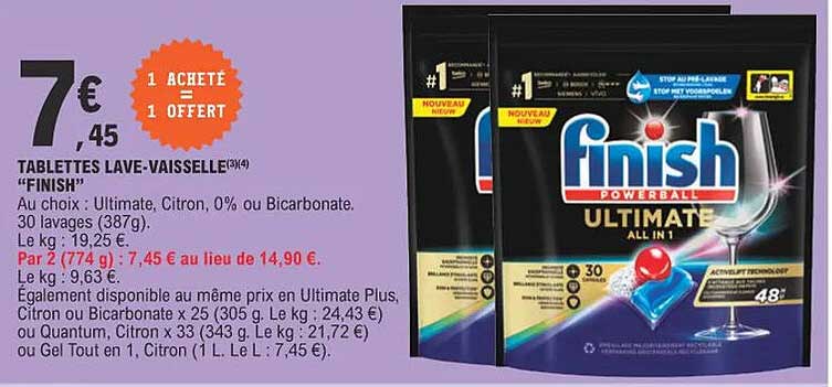 tablettes lave-vaisselle "finish"