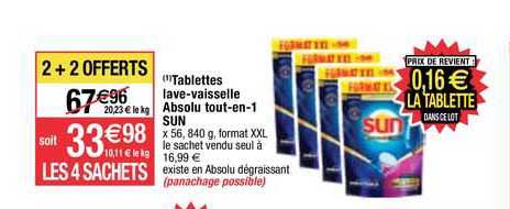 tablettes lave-vaisselle absolu tout-en-1 sun
