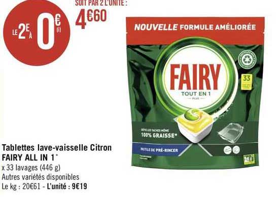 tablettes lave-vaisselle citron fairy all in 1