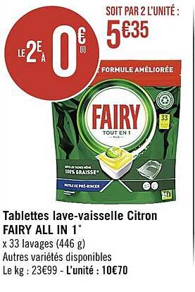 tablettes lave-vaisselle citron fairy all in 1