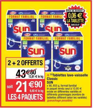 tablettes lave-vaisselle classic sun