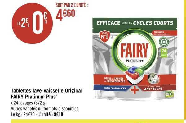 tablettes lave-vaisselle original fairy platinum plus