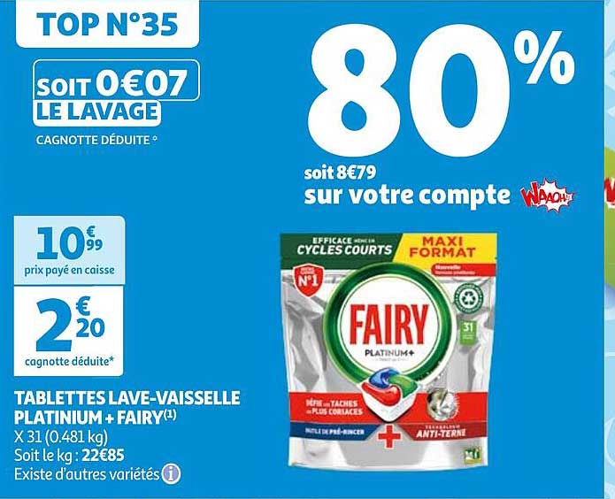 tablettes lave-vaisselle platinium + fairy