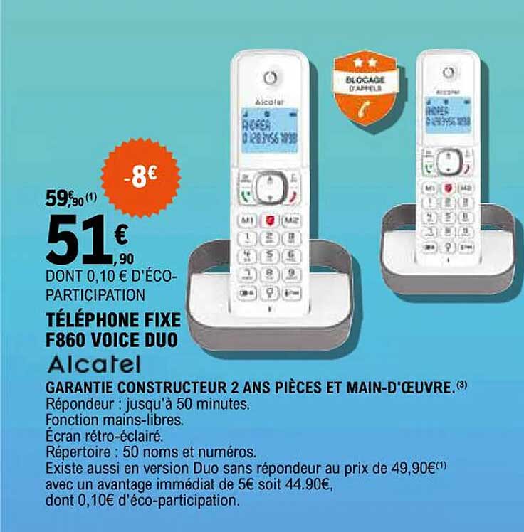 téléphone fixe f860 voice duo alcatel