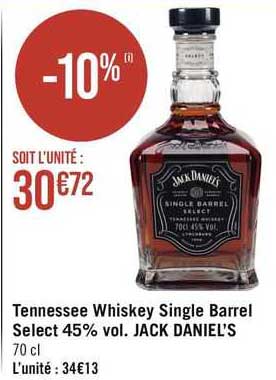 tennessee whiskey single barrel select 45% vol. jack daniel's
