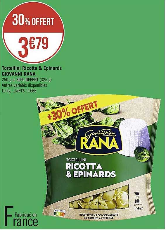 tortellini ricotta & épinards giovanni rana