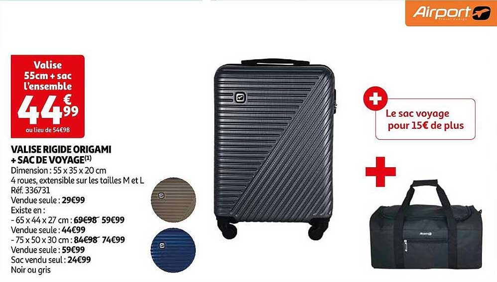 valise rigide origami + sac de voyage airport