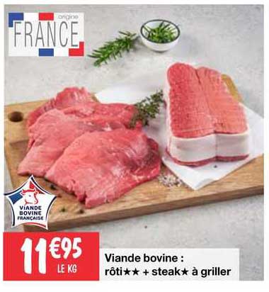 viande bovine : rôti** +  steak*à griller