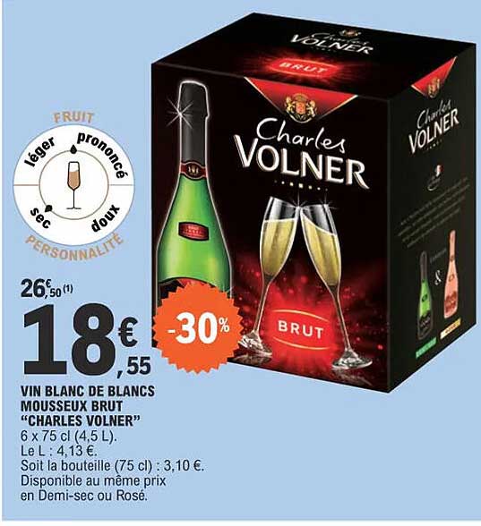 vin blanc de blancs mousseux brut "charles volner"