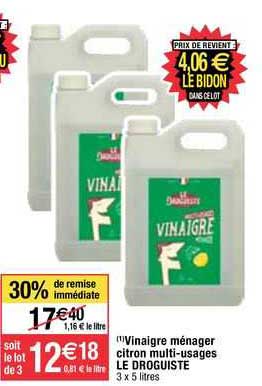 vinaigre ménager citron multi-usages le droguiste