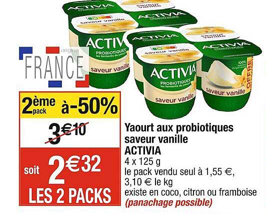 Yaourt Aux Probiotiques Saveur Vanille Activia