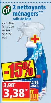 2 nettoyants ménagers salle de bain cif