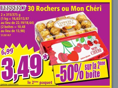 30 rochers ou mon chéri ferrero