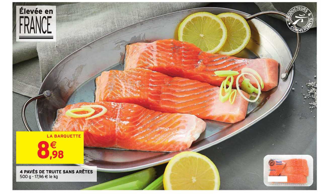 4 pavés de truite sans arêtes