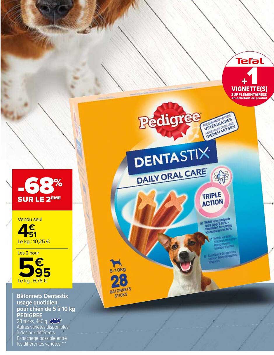 bâtonnets dentastix usage quotidien pour chien de 5 à 10 kg pedigree