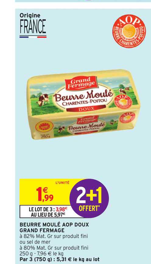 beurre moulé aop doux grand fermage
