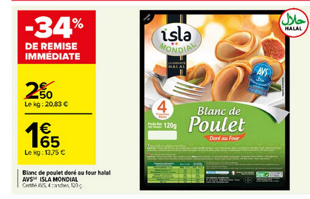 Blanc De Poulet Doré Au Four Halal Avs Isla Mondial
