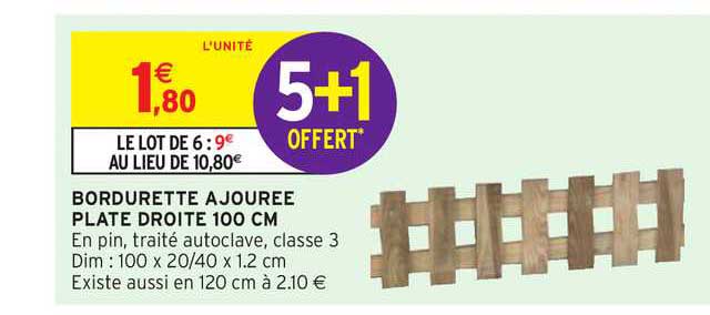 bordurette ajourée plate droite 100 cm 5+1 offert