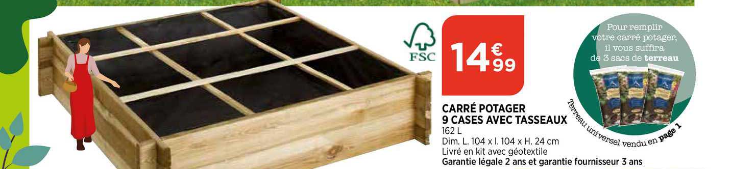 carré potager 9 cases avec tasseaux