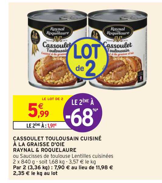 cassoulet toulousain cuisiné à la graisse d'oie raynal & roquelaure