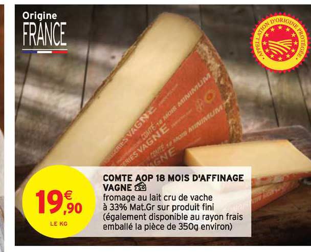 comte aop 18 mois d'affinage vagne