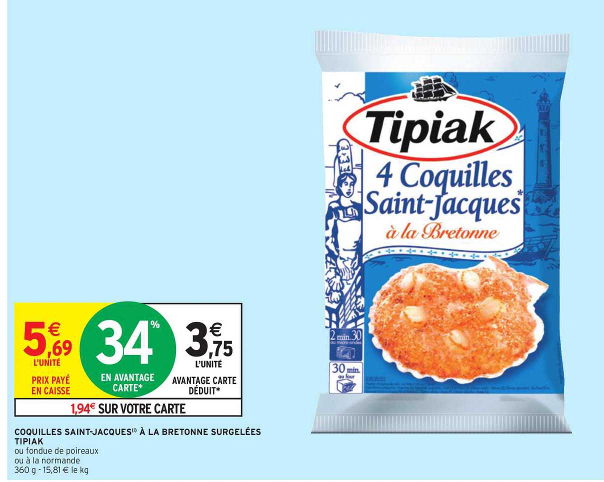 coquilles saint-jacques à la bretonne surgelées tipiak